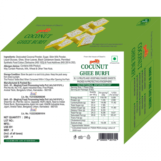 Coconut Ghee Burfi 200g